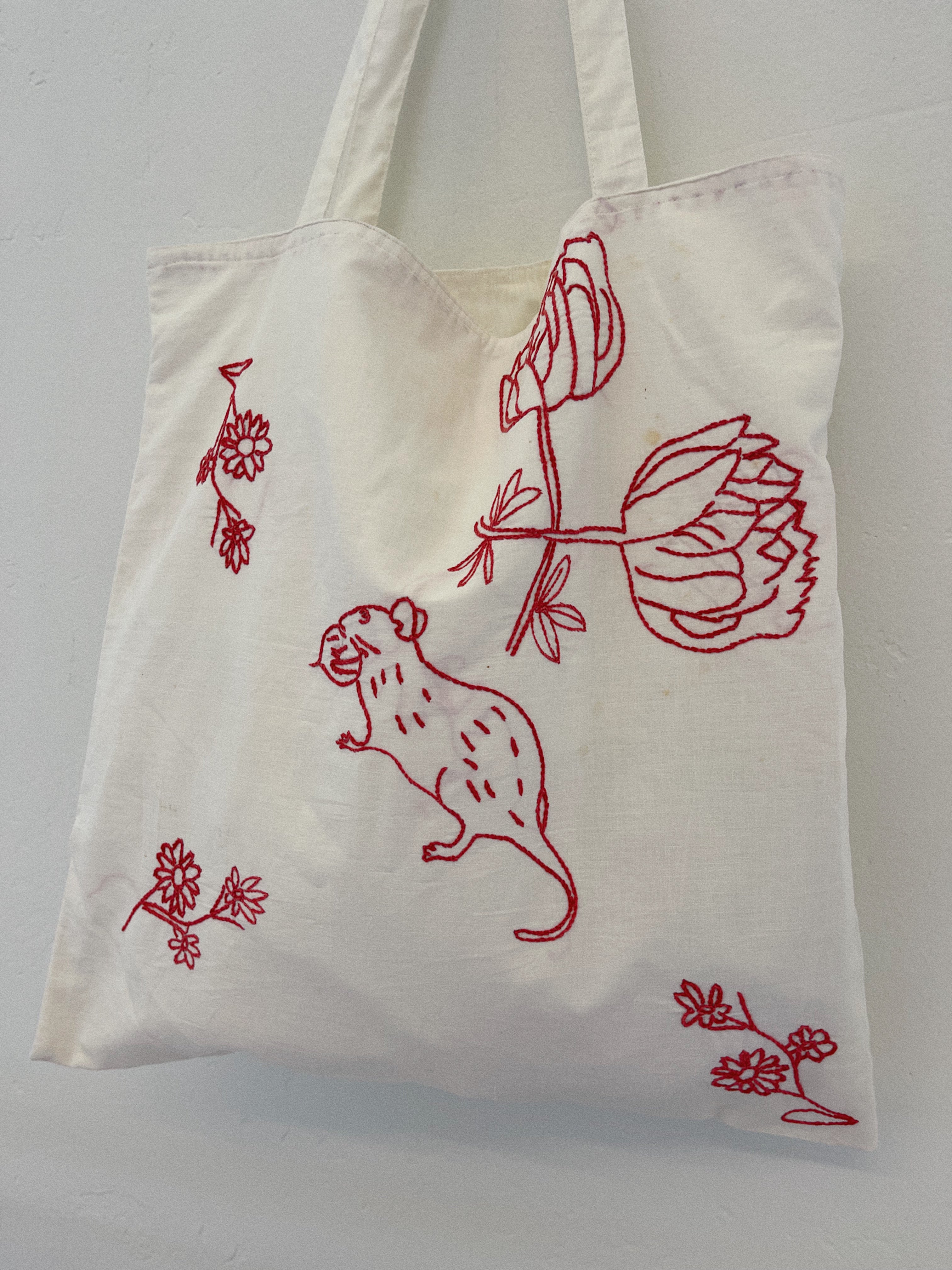 Redwork Tote Bag Mouse