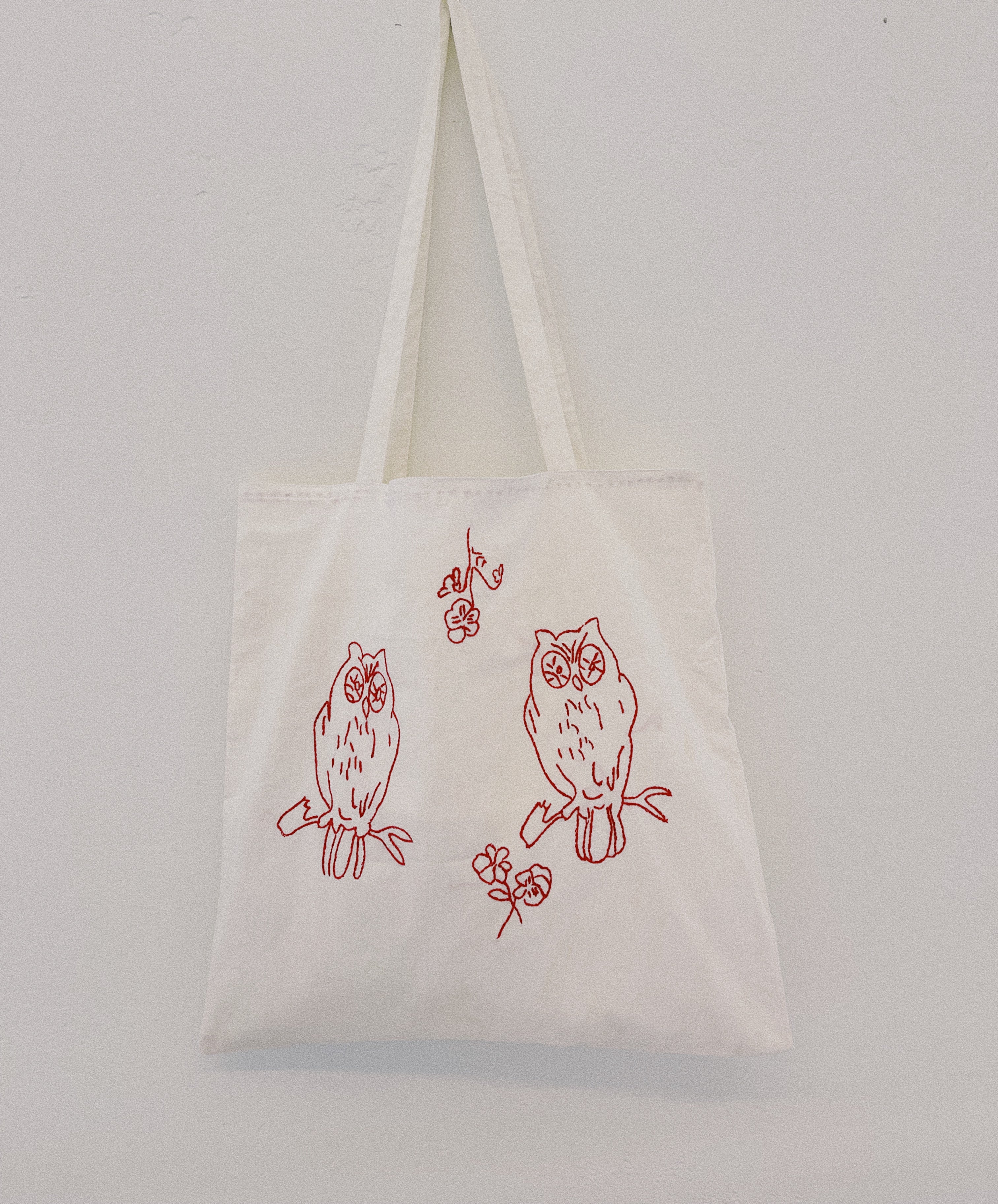 Redwork Tote Bag Owls