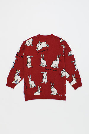 Intarsia Rabbit Knit Cardigan