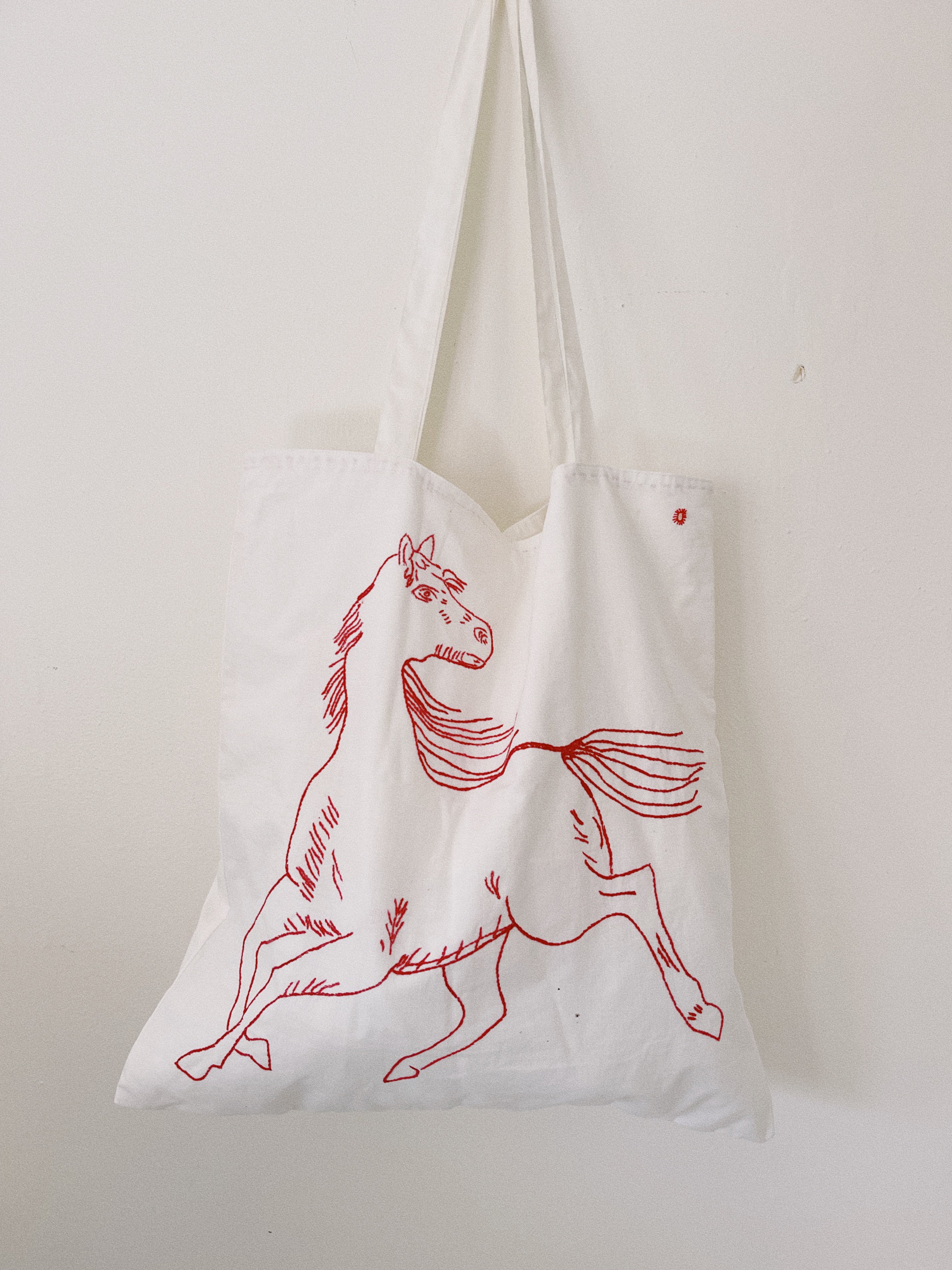 Redwork Tote Bag Horse